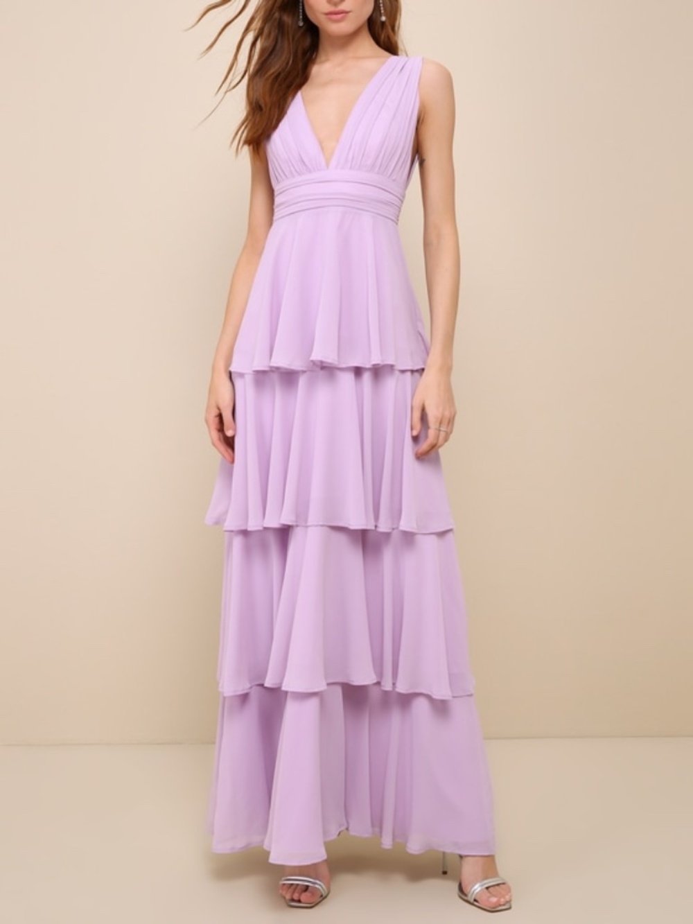 Lulus Amazing Evening Lavender Tiered Maxi Dress Purple - Size S